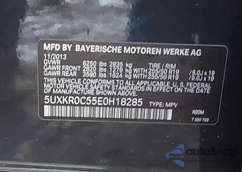 2014 BMW X5 xDrive35I z USA, uszkodzony, nr VIN 5UXKR0C55E0H18285